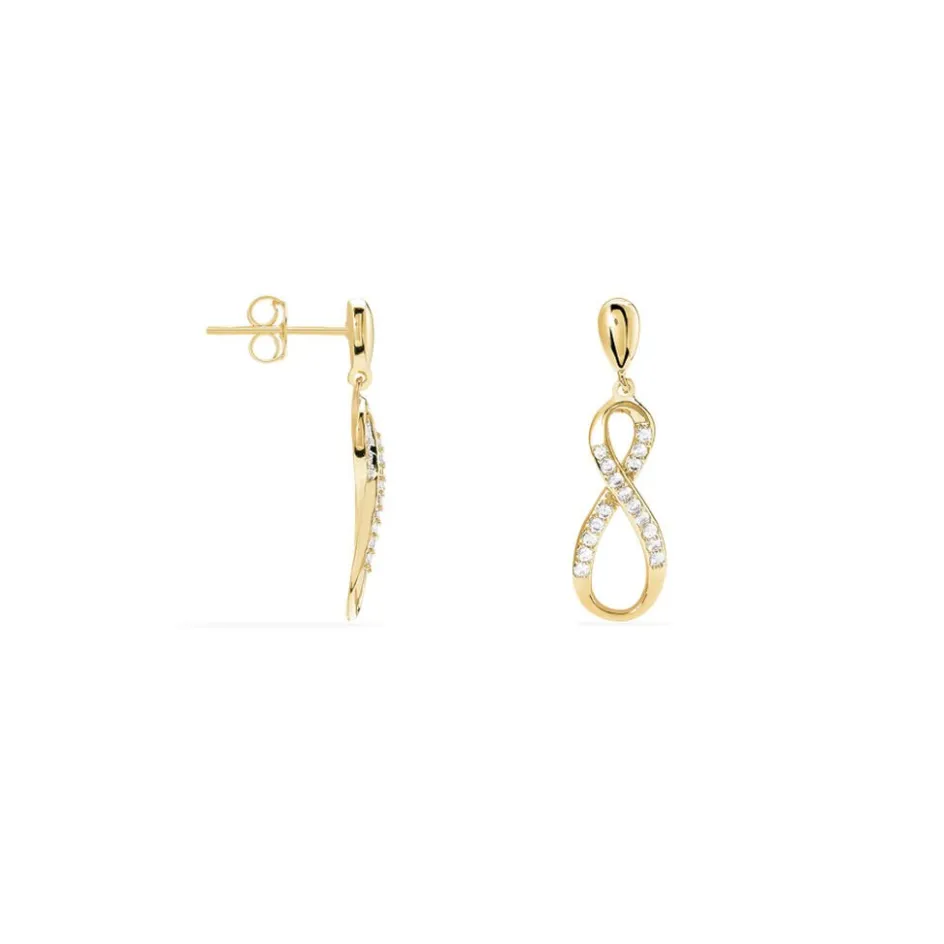 Clearance Histoire d'Or Boucles D'oreilles Pendantes Dunya Plaqué Or Jaune Oxyde De Zirconium