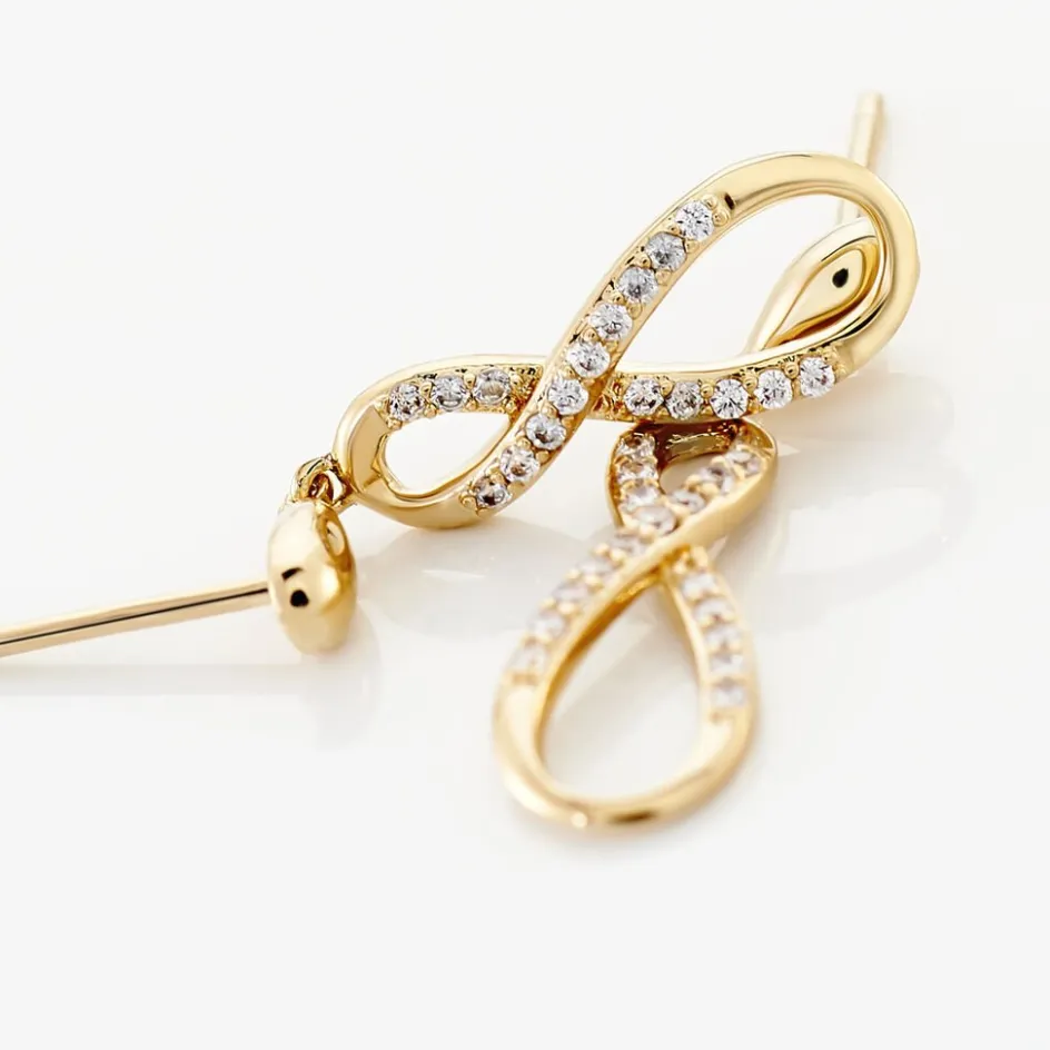 Clearance Histoire d'Or Boucles D'oreilles Pendantes Dunya Plaqué Or Jaune Oxyde De Zirconium