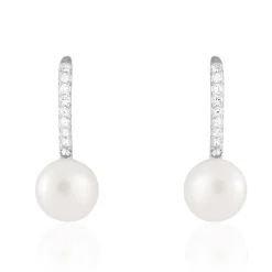 Online Histoire d'Or Boucles D'oreilles Pendantes Gwaldys Argent Perle De Culture Et Oxyde