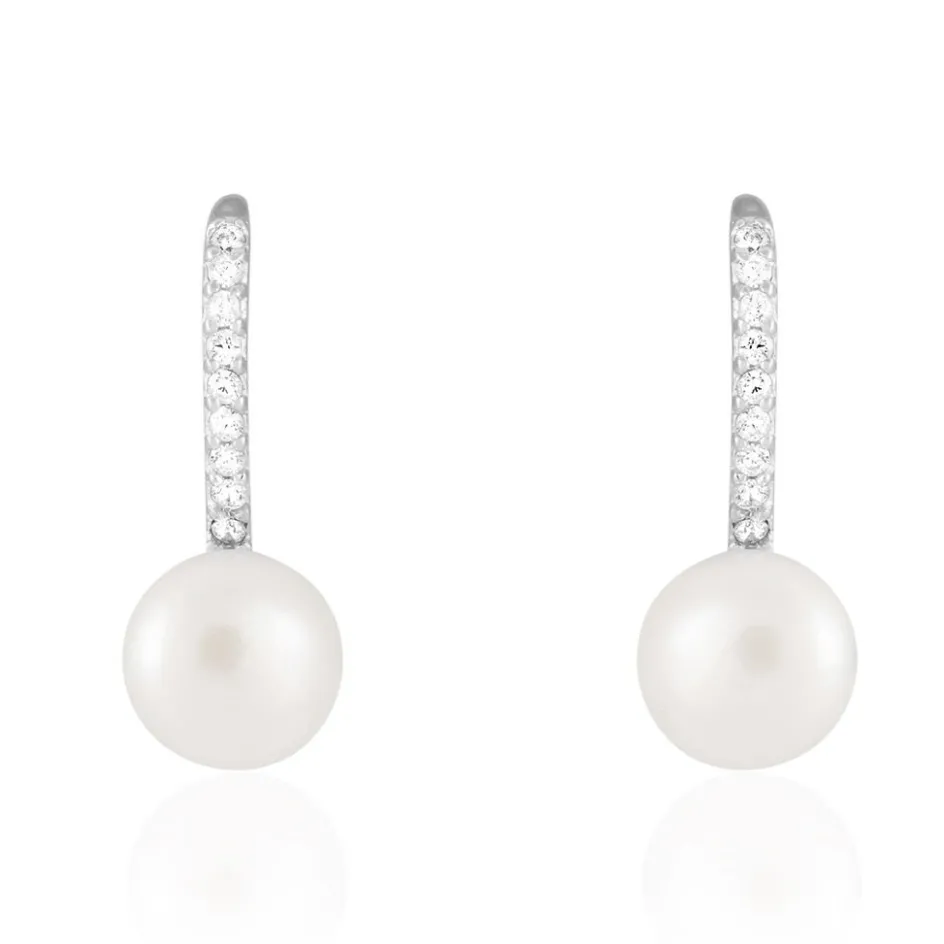 Online Histoire d'Or Boucles D'oreilles Pendantes Gwaldys Argent Perle De Culture Et Oxyde