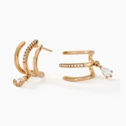 Sale Histoire d'Or Boucles D'oreilles Pendantes Louelia Plaqué Or Doré Oxyde De Zirconium