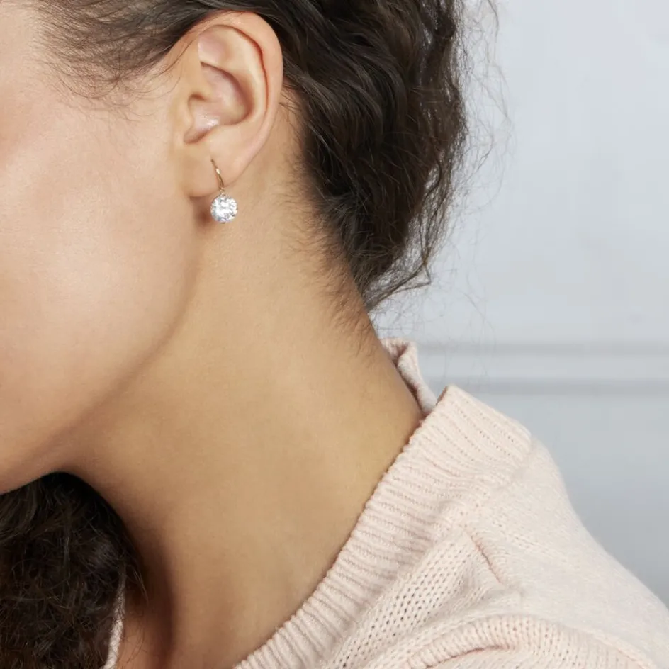 Online Histoire d'Or Boucles D'oreilles Pendantes Oxyde Rond Or Jaune Oxyde De Zirconium