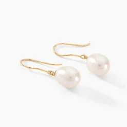 Hot Histoire d'Or Boucles D'oreilles Pendantes Baroque Or Jaune Perle De Culture