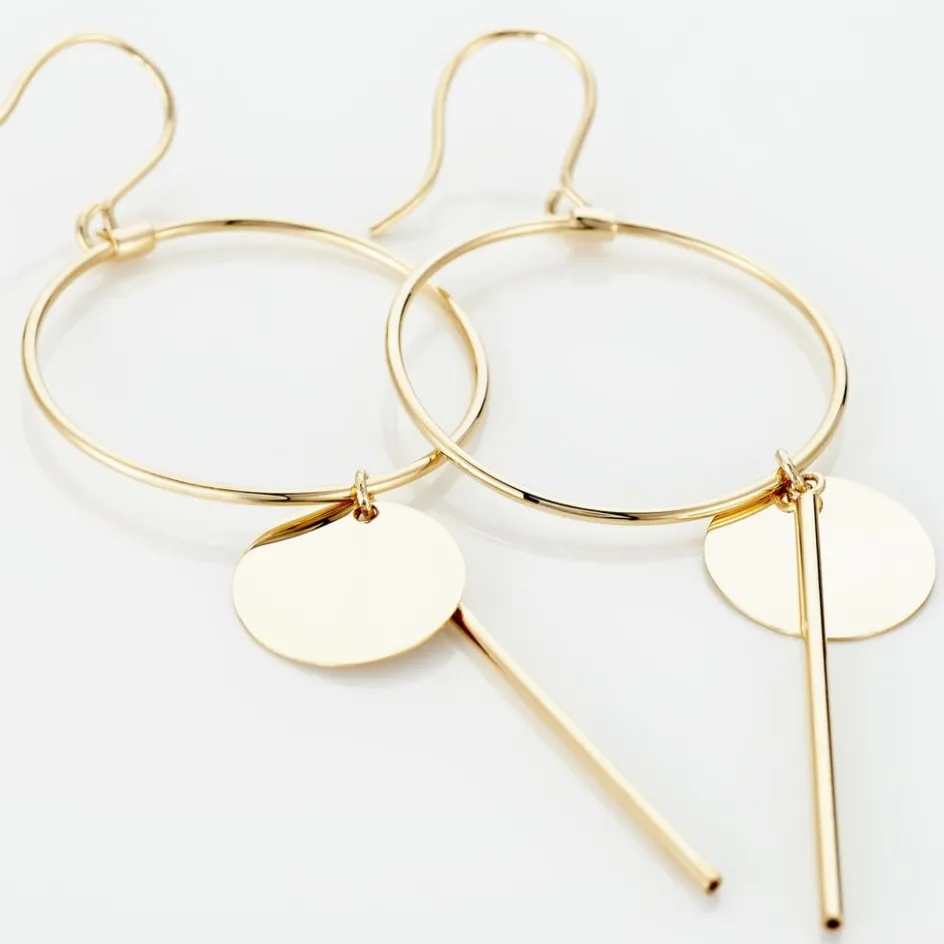 Outlet Histoire d'Or Boucles D'oreilles Pendantes Solaire Or Jaune