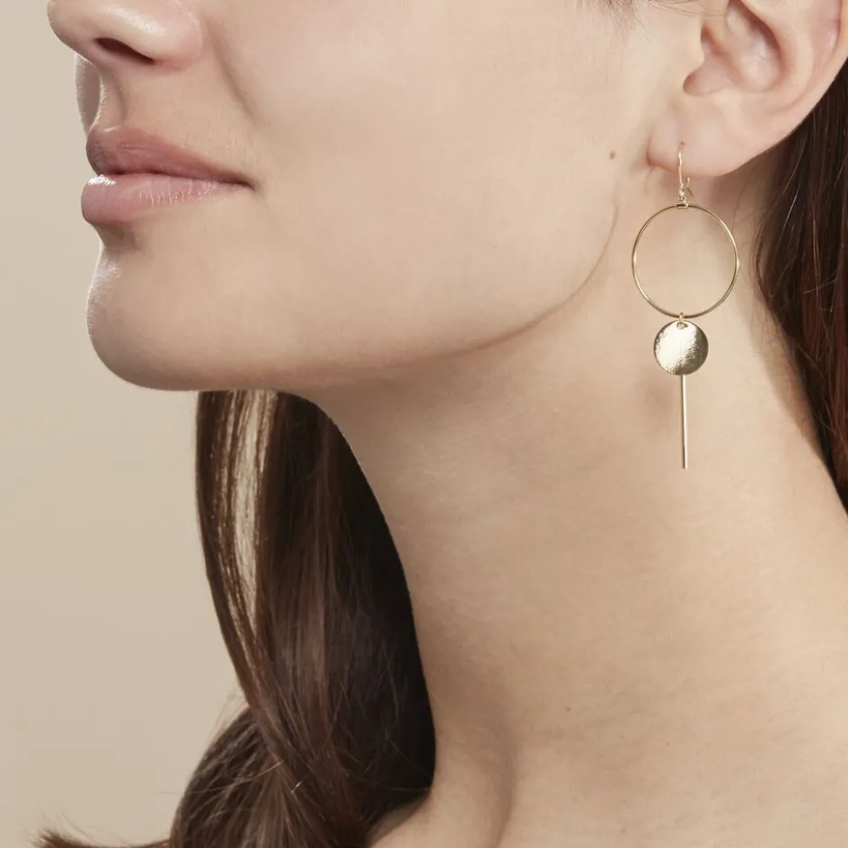 Outlet Histoire d'Or Boucles D'oreilles Pendantes Solaire Or Jaune