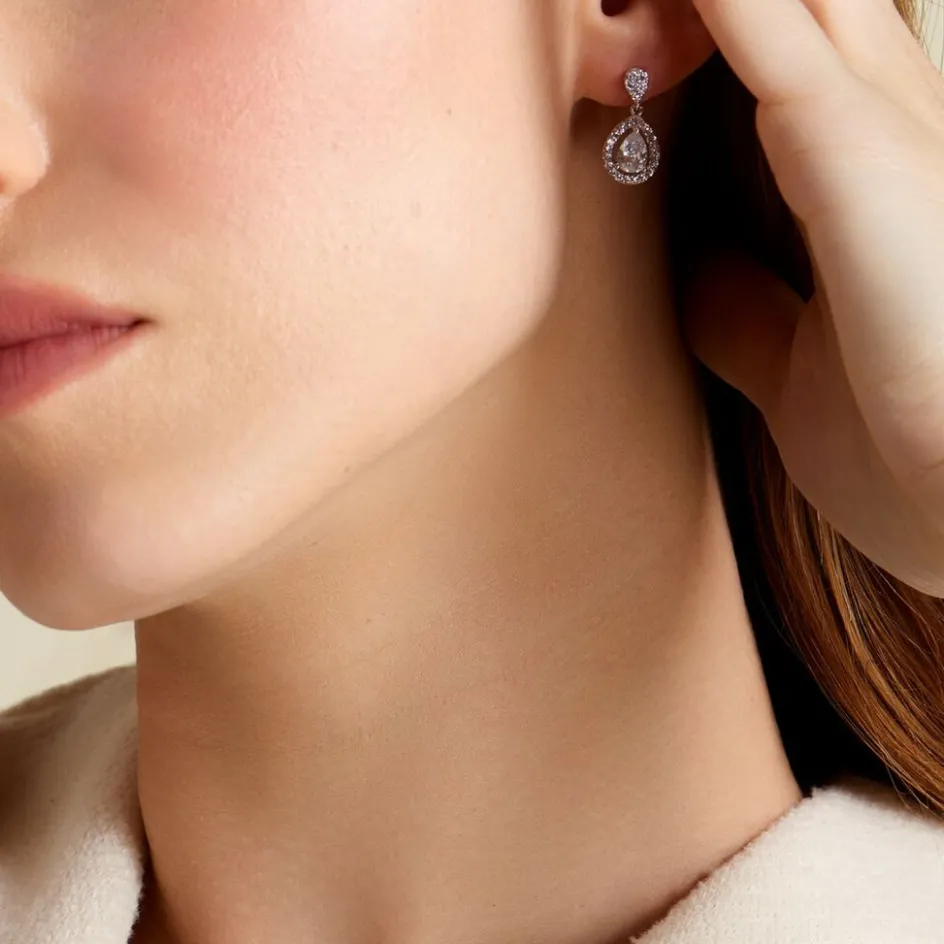 Sale Histoire d'Or Boucles D'oreilles Pendantes Argent Blanc Zelie Oxyde De Zirconium