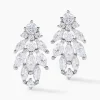 Online Histoire d'Or Boucles D'oreilles Pendantes Marquis Or Blanc Oxyde De Zirconium