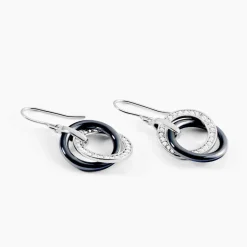 Sale Histoire d'Or Boucles D'oreilles Pendantes Grizzel Argent Blanc Céramique Et Oxyde