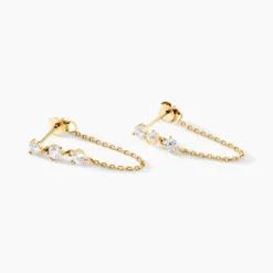 Clearance Histoire d'Or Boucles D'oreilles Pendantes Orion Or Jaune Oxyde De Zirconium