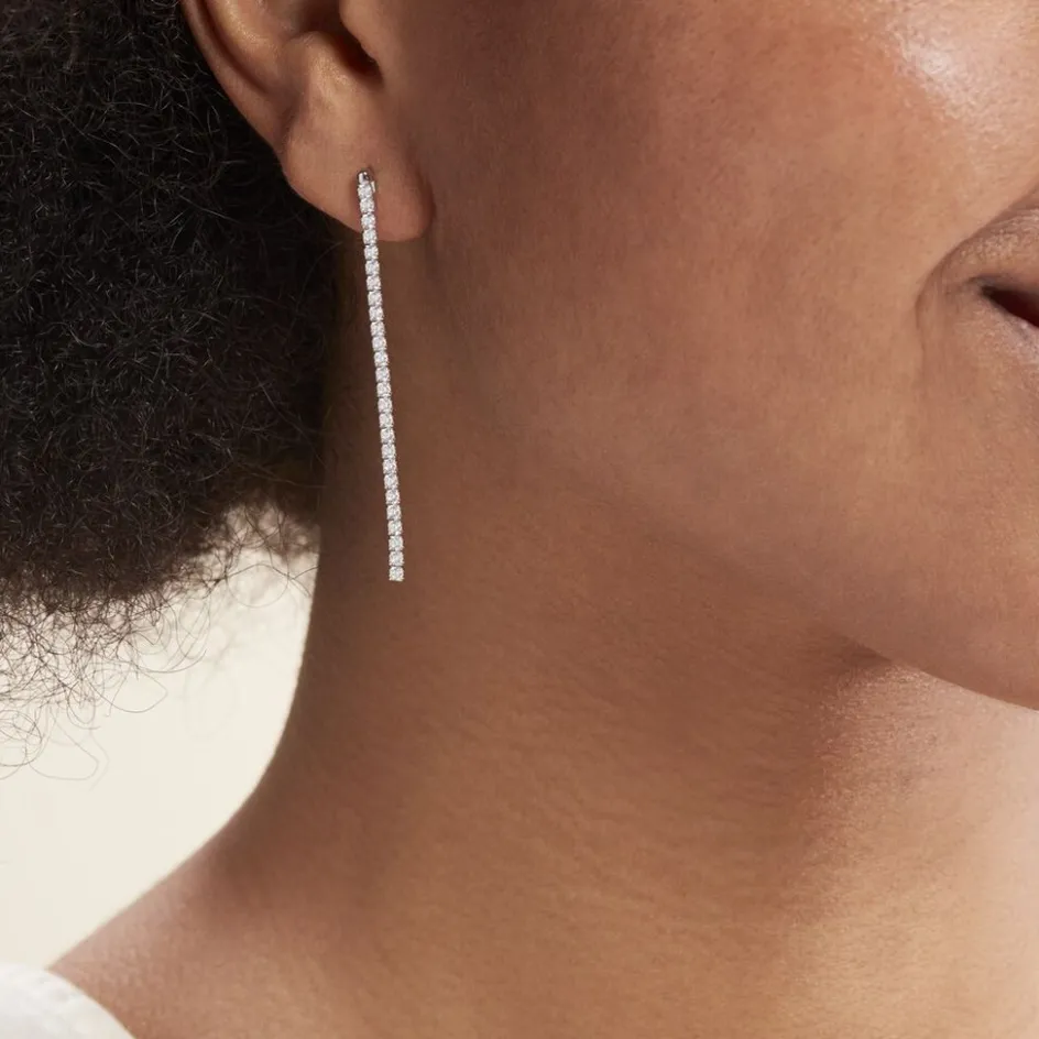 New Histoire d'Or Boucles D'oreilles Pendantes Lou-anne De Zirconium argent blanc oxyde