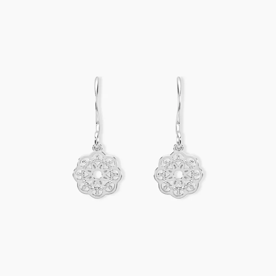 New Histoire d'Or Boucles D'oreilles Pendantes Lynne Argent Blanc