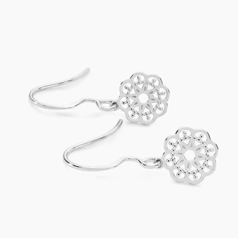 New Histoire d'Or Boucles D'oreilles Pendantes Lynne Argent Blanc