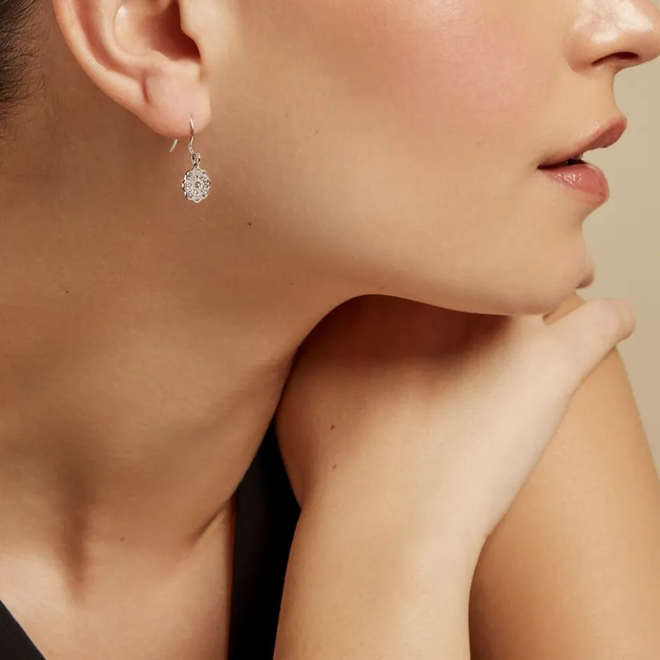 New Histoire d'Or Boucles D'oreilles Pendantes Lynne Argent Blanc