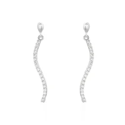 Online Histoire d'Or Boucles D'oreilles Pendantes Torsade Or Blanc Oxyde De Zirconium