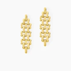 Outlet Histoire d'Or Boucles D'oreilles Pendantes Lady Code Acier Jaune