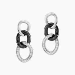 Online Histoire d'Or Boucles D'oreilles Pendantes Link Argent Blanc Céramique Et Oxyde
