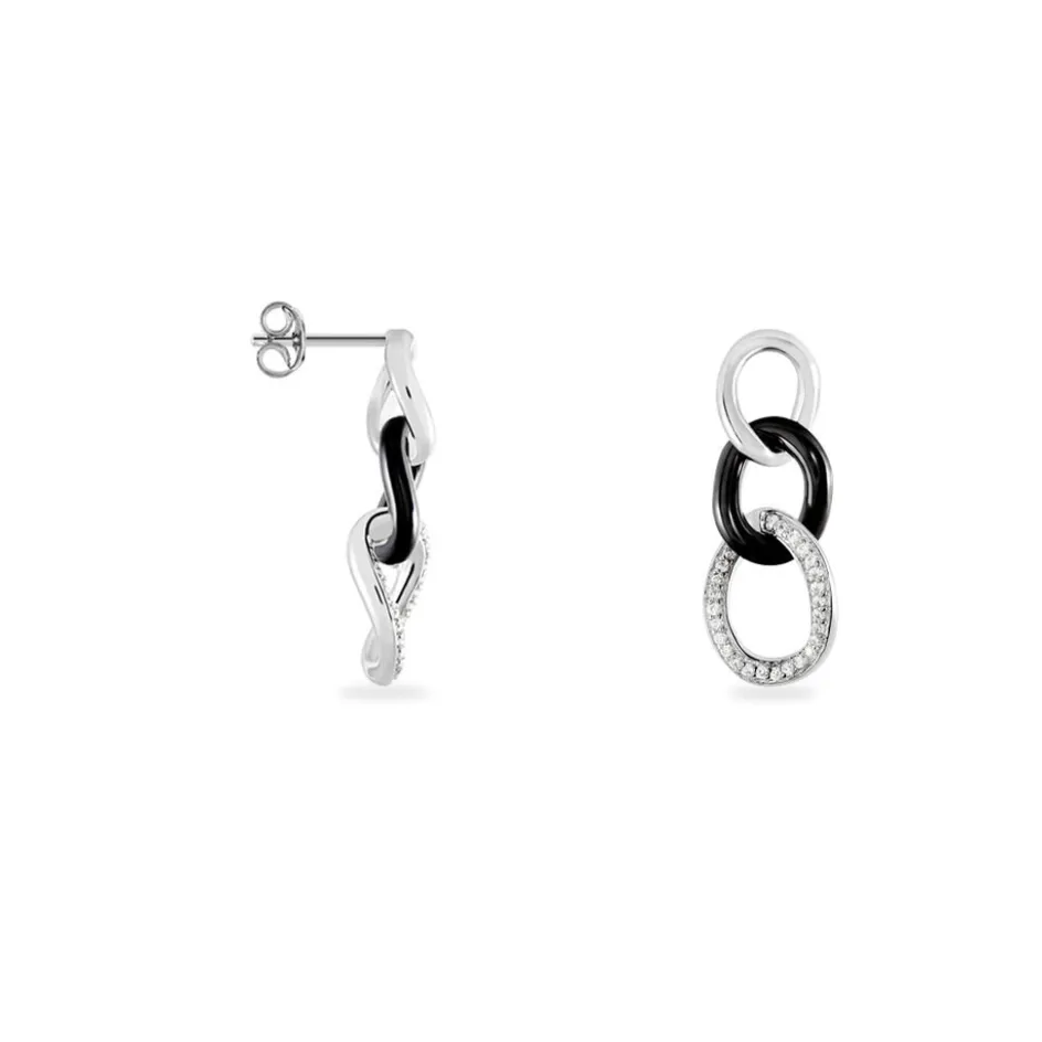 Online Histoire d'Or Boucles D'oreilles Pendantes Link Argent Blanc Céramique Et Oxyde