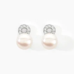 Sale Histoire d'Or Boucles D'oreilles Pendantes Lilio Argent Perle De Culture Et Oxyde