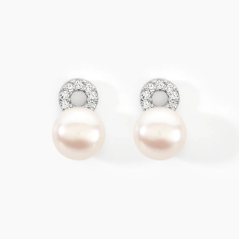 Sale Histoire d'Or Boucles D'oreilles Pendantes Lilio Argent Perle De Culture Et Oxyde