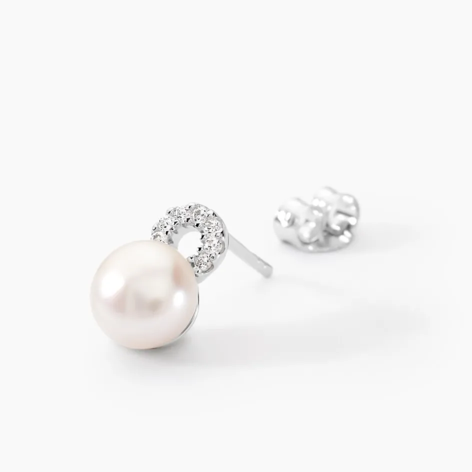 Sale Histoire d'Or Boucles D'oreilles Pendantes Lilio Argent Perle De Culture Et Oxyde