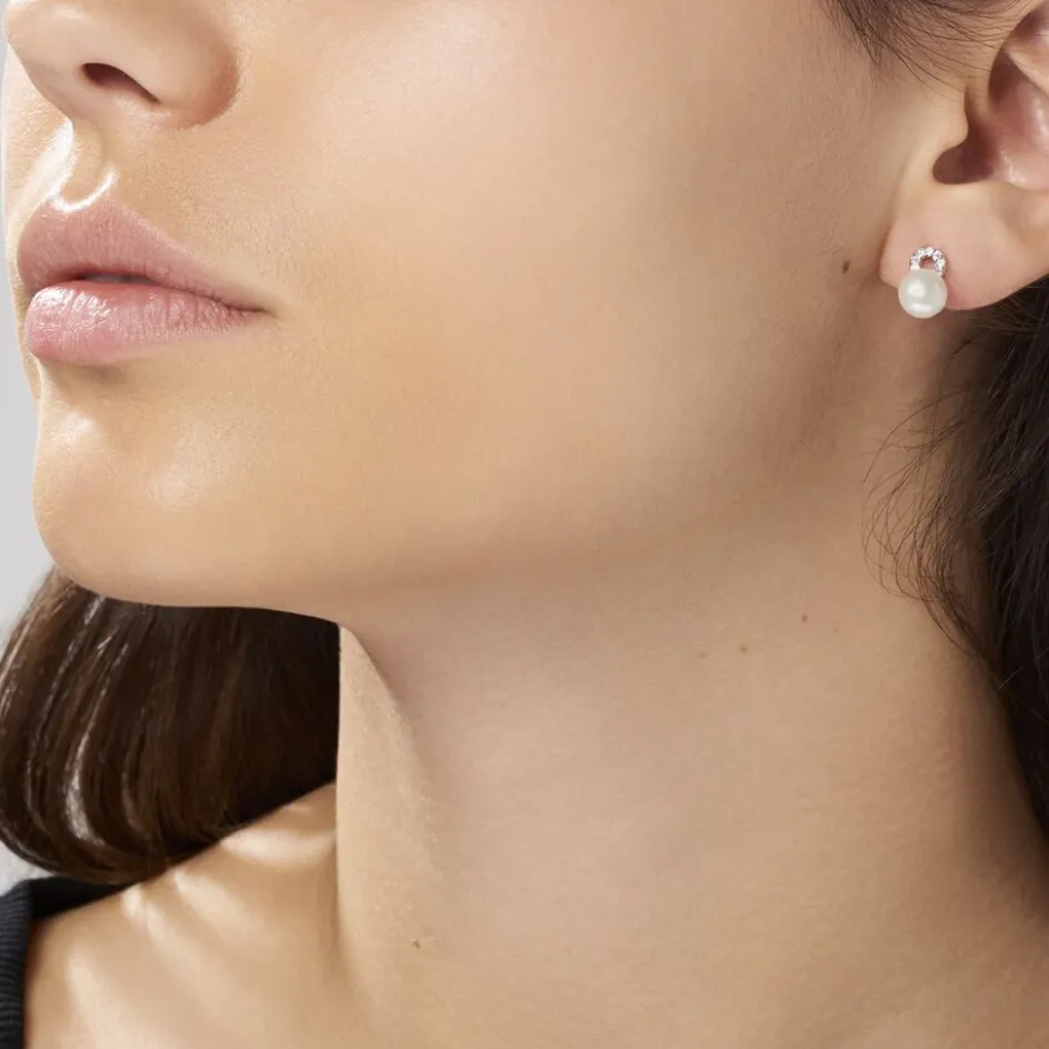 Sale Histoire d'Or Boucles D'oreilles Pendantes Lilio Argent Perle De Culture Et Oxyde