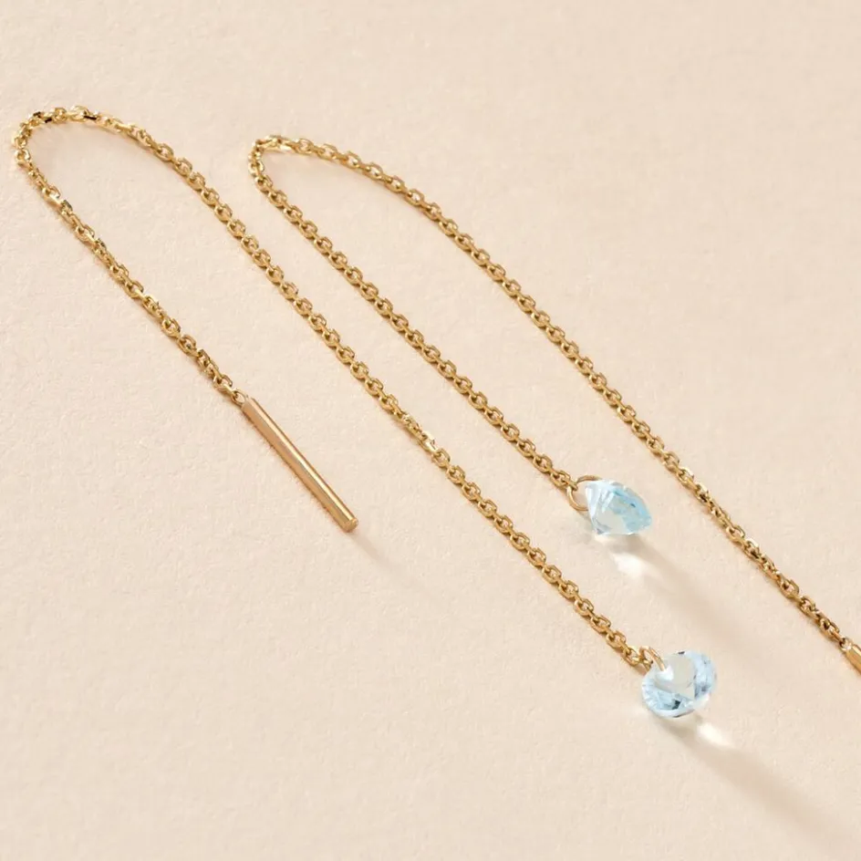 Best Histoire d'Or Boucles D'oreilles Pendantes Les Audacieuses Or Jaune Topaze or jaune topaze azur