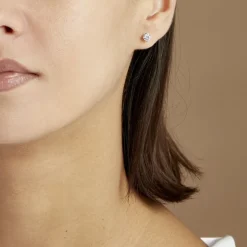 New Histoire d'Or Boucles D'oreilles Puces 4 Griffes Or Blanc Diamant Synthetique or blanc diamant synthétique blanc