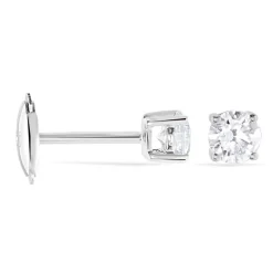 Outlet Histoire d'Or Boucles D'oreilles Puces 4 Griffes Or Blanc Diamant Synthetique or blanc diamant synthétique blanc