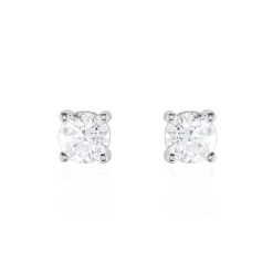 Histoire d'Or Boucles D'oreilles Puces 4 Griffes Or Blanc Diamant Synthetique* Boucles D'Oreilles|Clous D'Oreilles