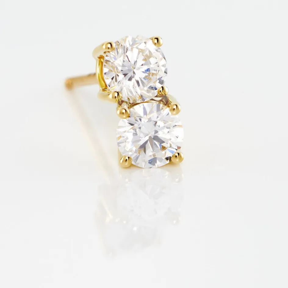 Clearance Histoire d'Or Boucles D'oreilles Puces 4 Griffes Or Jaune Diamant Synthetique or jaune diamant synthétique blanc