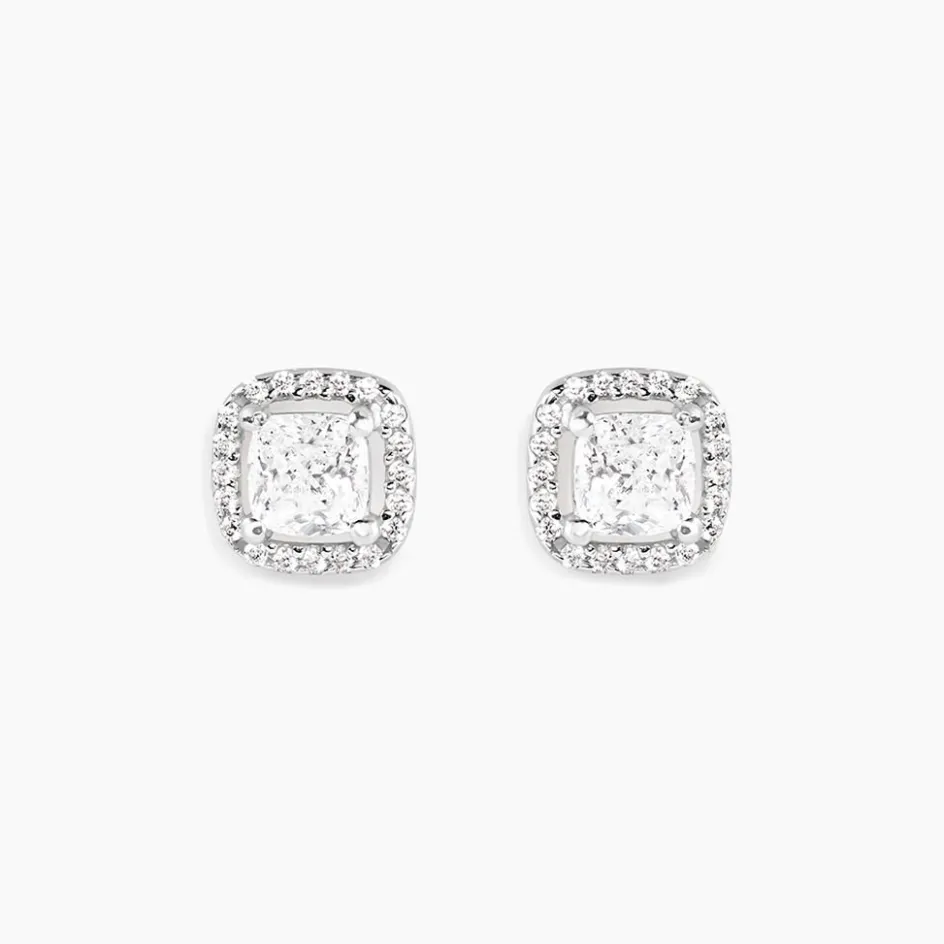 Sale Histoire d'Or Boucles D'oreilles Puces Adrienne Or Blanc Oxyde De Zirconium