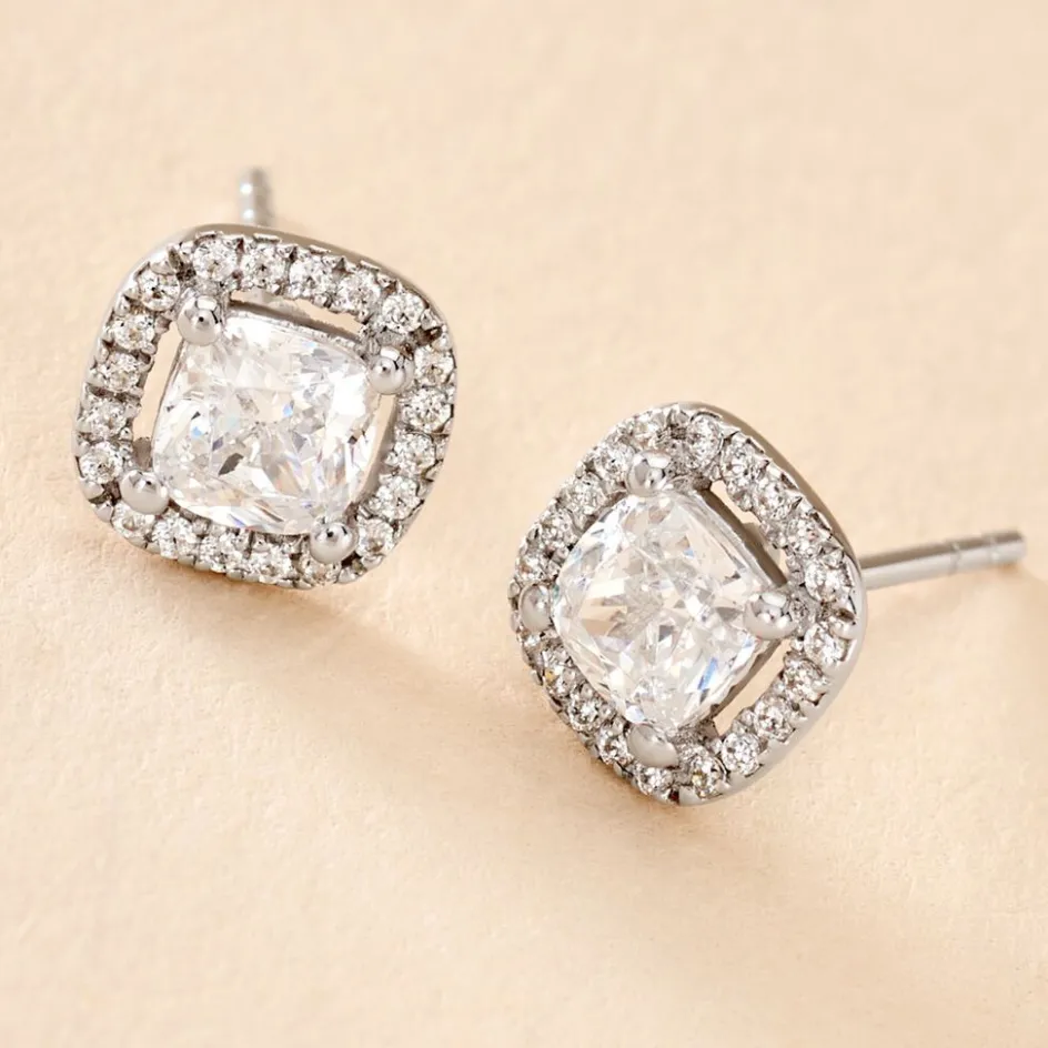 Sale Histoire d'Or Boucles D'oreilles Puces Adrienne Or Blanc Oxyde De Zirconium