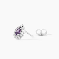 New Histoire d'Or Boucles D'oreilles Puces Argent Blanc Tania Oxydes De Zirconium argent blanc oxyde violet