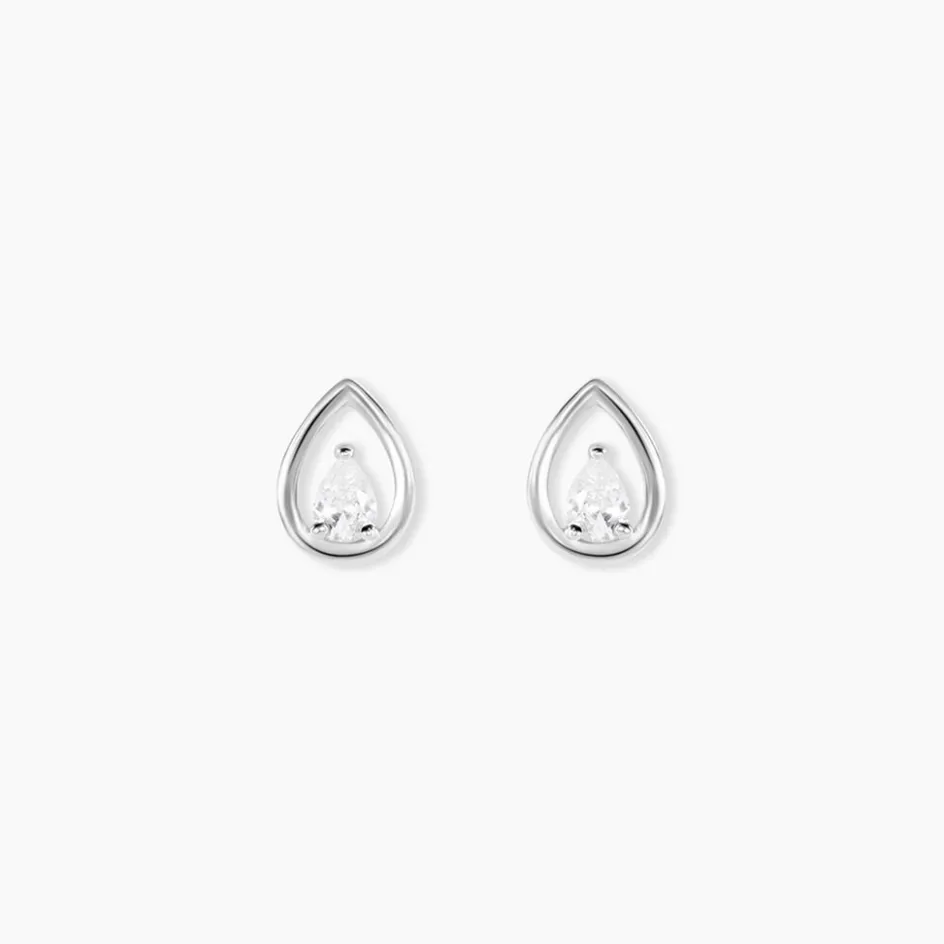 Best Histoire d'Or Boucles D'oreilles Puces Argent Blanc Temusio Oxydes De Zirconium