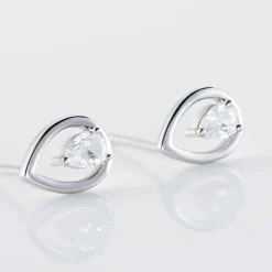 Best Histoire d'Or Boucles D'oreilles Puces Argent Blanc Temusio Oxydes De Zirconium