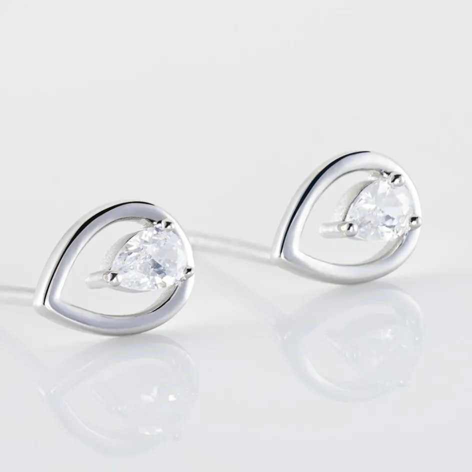 Best Histoire d'Or Boucles D'oreilles Puces Argent Blanc Temusio Oxydes De Zirconium
