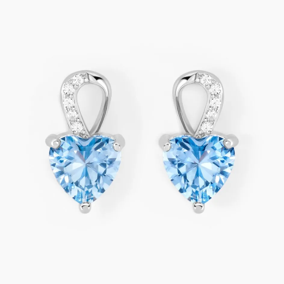 Hot Histoire d'Or Boucles D'oreilles Puces Atieno Argent Blanc Oxyde De Zirconium argent blanc oxyde bleu sky