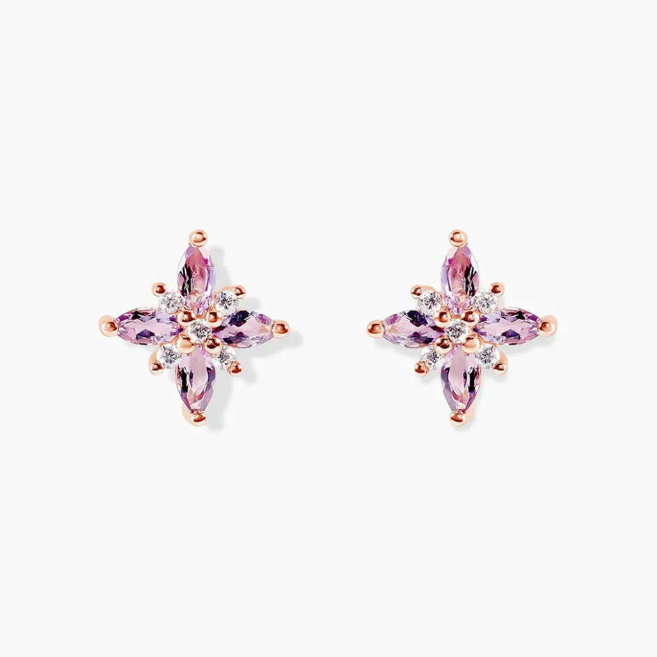 Histoire d'Or Boucles D'oreilles Puces Anabele Or Rose Amethyste Oxyde* Boucles D'Oreilles|Clous D'Oreilles