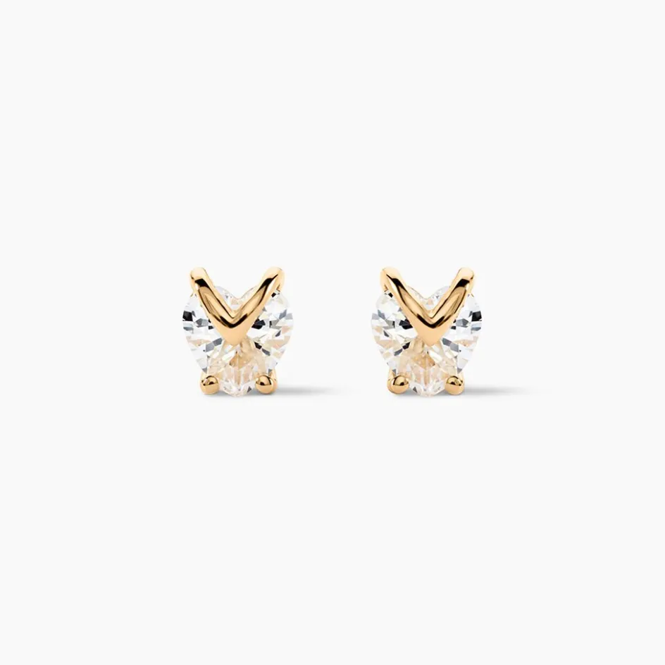 Sale Histoire d'Or Boucles D'oreilles Puces Abelinia De Zirconium plaqué or jaune oxyde