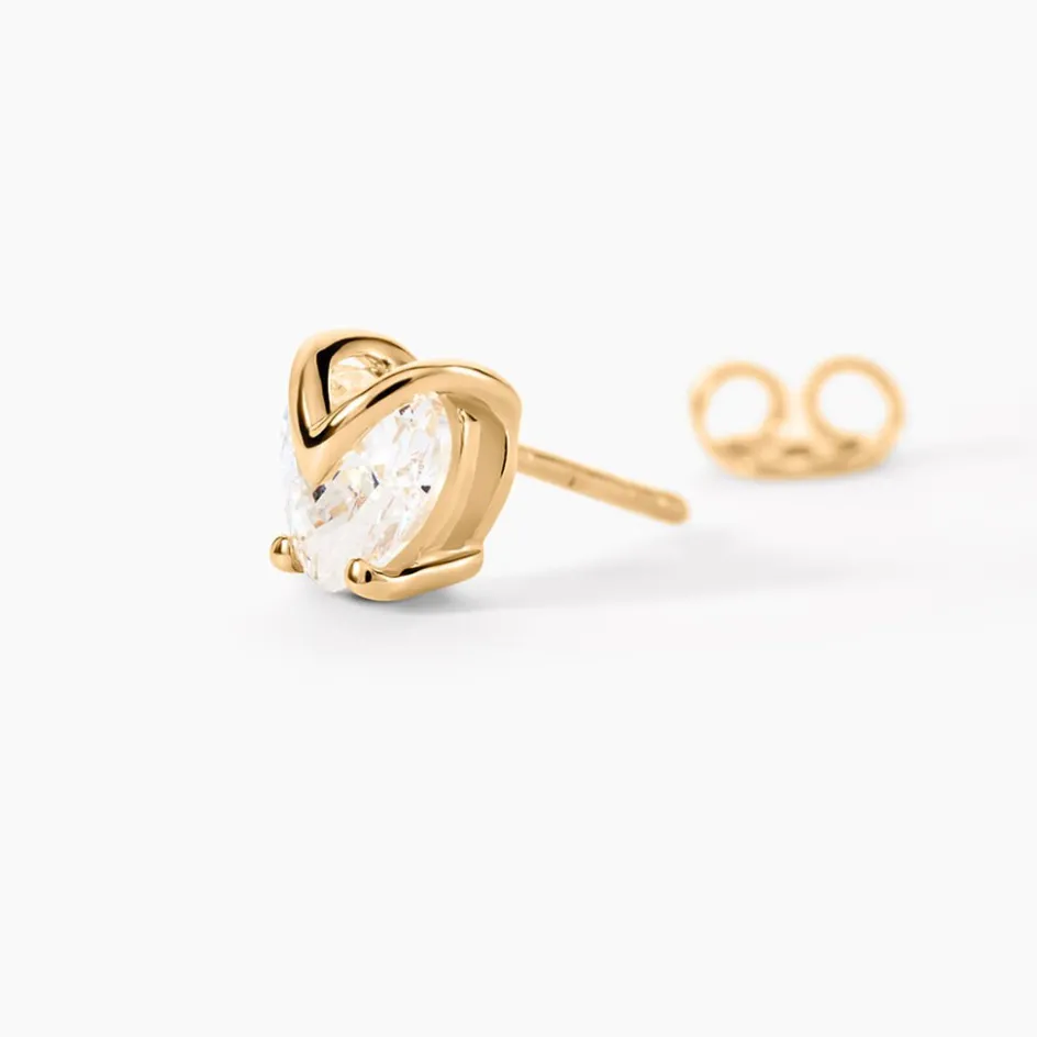 Sale Histoire d'Or Boucles D'oreilles Puces Abelinia De Zirconium plaqué or jaune oxyde