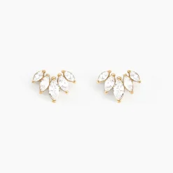 Clearance Histoire d'Or Boucles D'oreilles Puces Amazonia De Zirconium plaqué or jaune oxyde