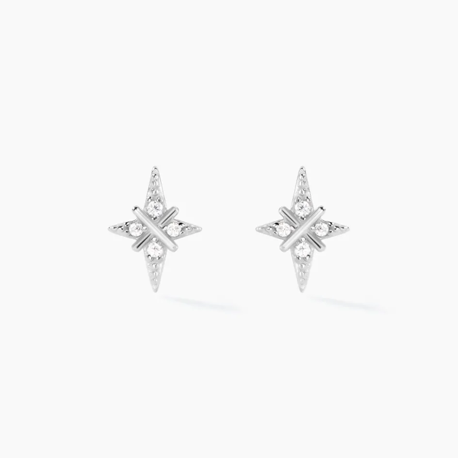 Sale Histoire d'Or Boucles D'oreilles Puces Astre Precieux Argent Blanc Oxyde