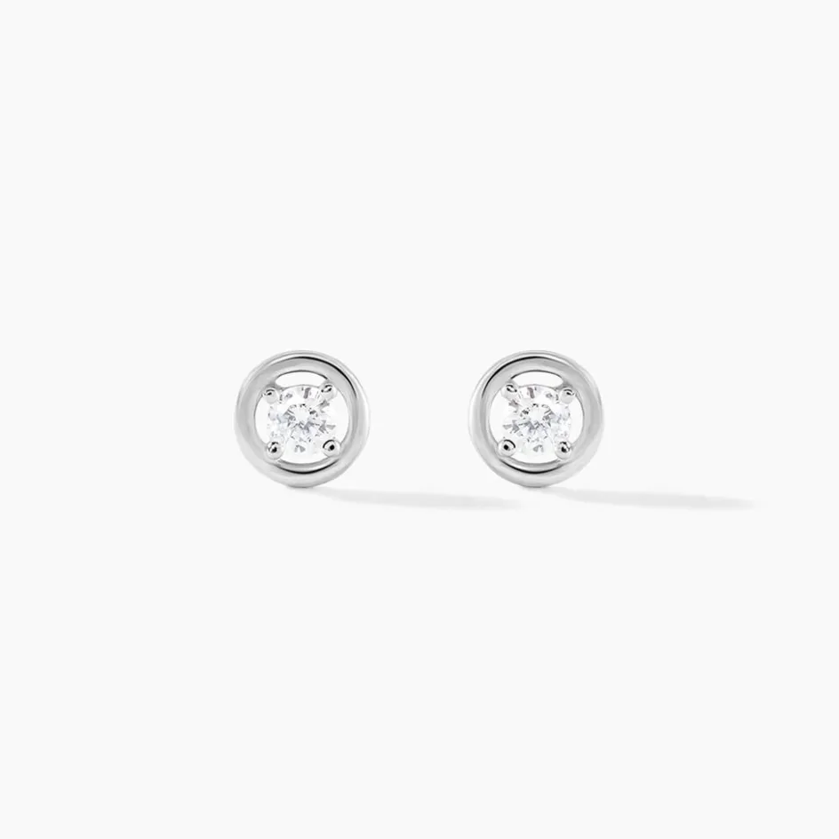 Clearance Histoire d'Or Boucles D'oreilles Puces Argent Blanc Laureto Oxydes De Zirconium