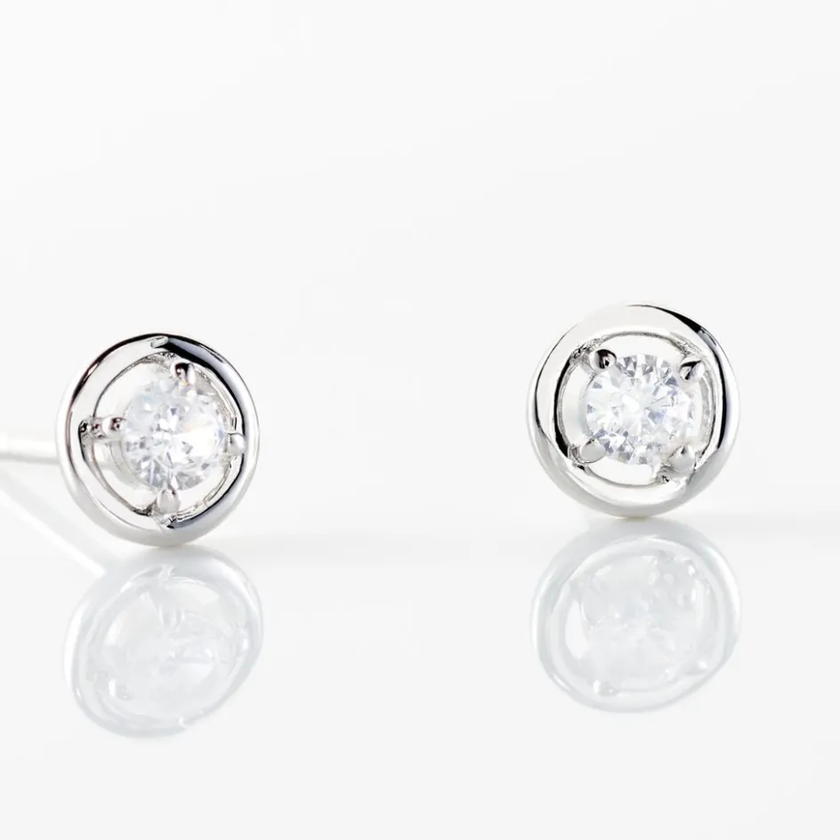 Clearance Histoire d'Or Boucles D'oreilles Puces Argent Blanc Laureto Oxydes De Zirconium