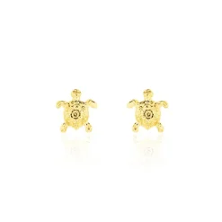 New Histoire d'Or Boucles D'oreilles Puces Almahae Tortue Or Jaune