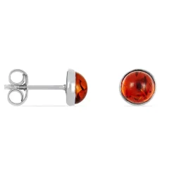 New Histoire d'Or Boucles D'oreilles Puces Brunhild Argent Blanc Ambre