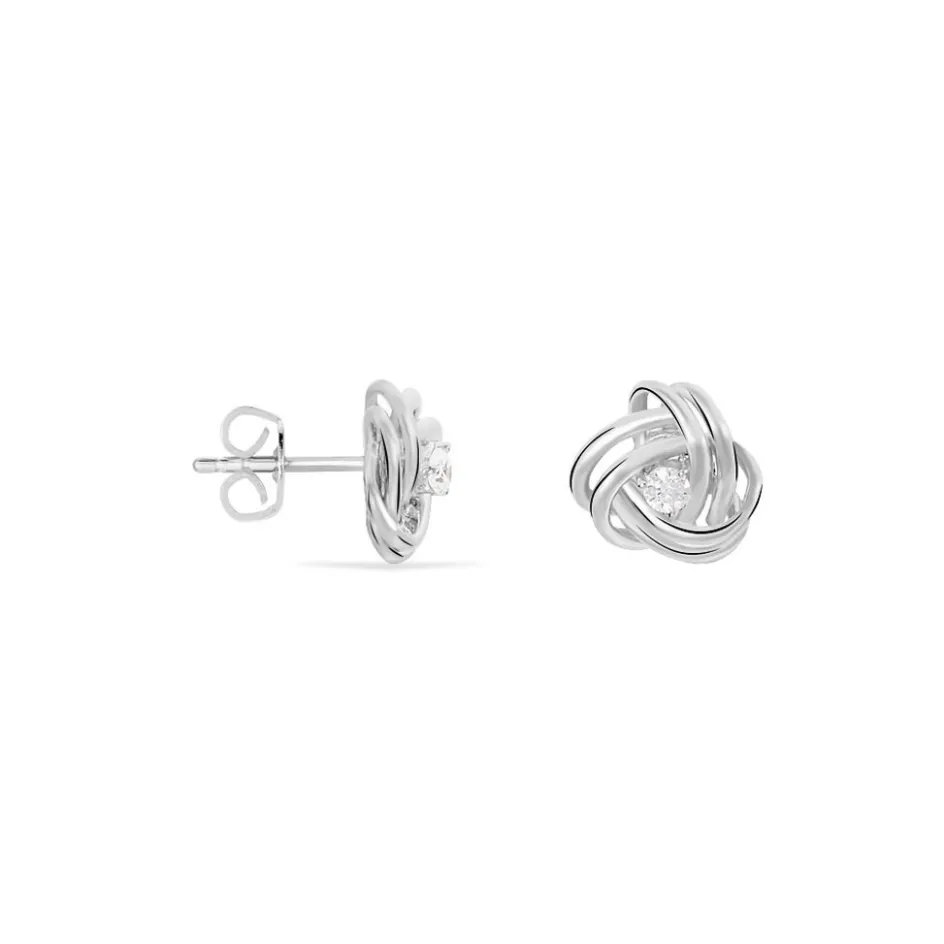 Online Histoire d'Or Boucles D'oreilles Puces Bouton D'or Argent Blanc Oxyde De Zirconium