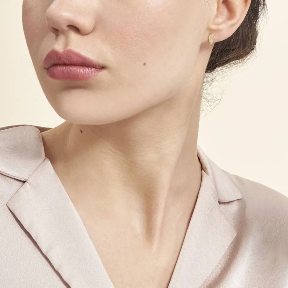 Hot Histoire d'Or Boucles D'oreilles Puces Bartolomea Feuilles Or Jaune