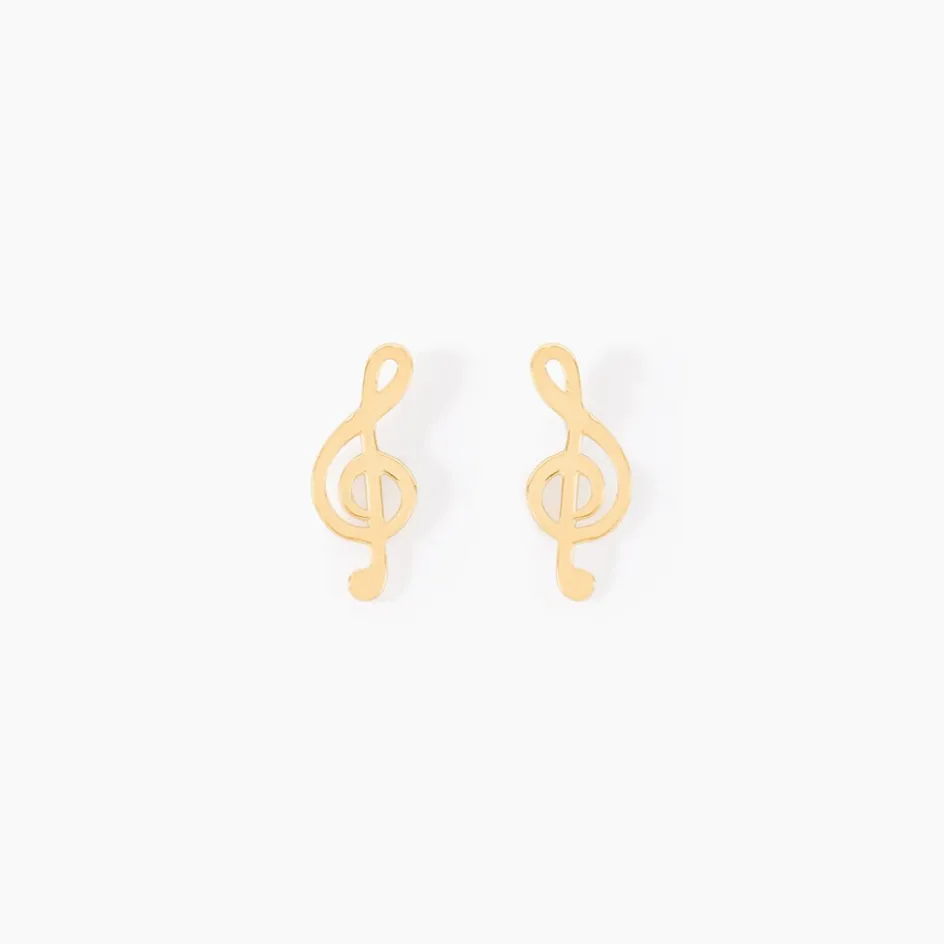 Outlet Histoire d'Or Boucles D'oreilles Puces Bayram Musique Or Jaune