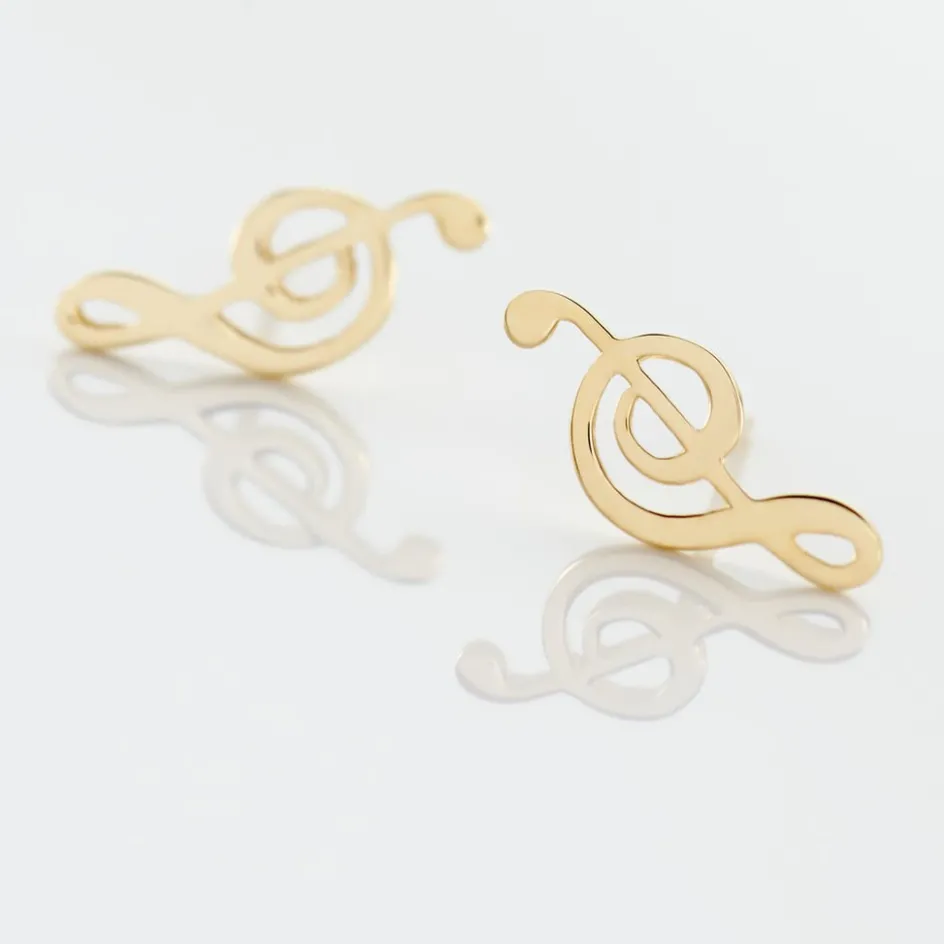 Outlet Histoire d'Or Boucles D'oreilles Puces Bayram Musique Or Jaune